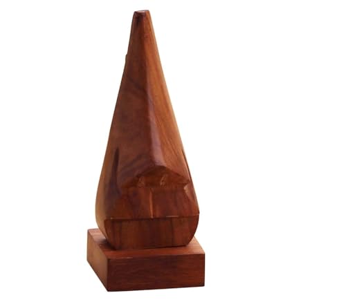 Wooden Eyeglass Holder Stand, Decorative Face-Shaped Spectacle Display, 6 Inch Height, Brown