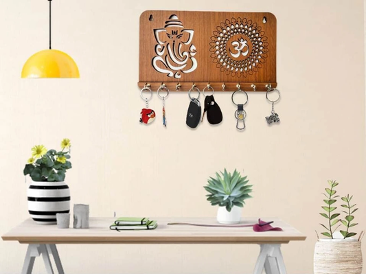 Decorasia Wooden Ganesh & Om Wall Key Holder