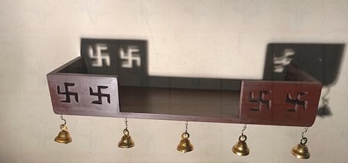Decorasia Beautiful Wooden Wall Temple with Swastik Design for Home & Office | Compact Hanging Mandir for Daily Worship & Wall D�cor
