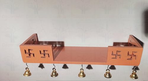 Decorasia Beautiful Wooden Wall Temple with Swastik Design for Home & Office | Compact Hanging Pooja Mandir for Spiritual D�cor