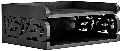 DECORASIA Wooden Beautiful WiFi Stand and Tv Set top Box Stand (Black)