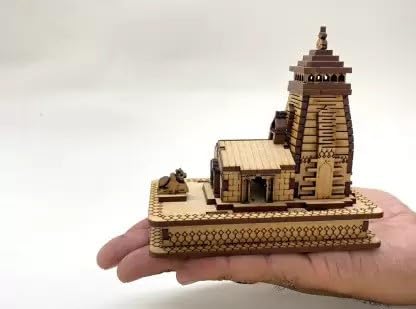 Decorasia Beautiful Small Kedarnath Temple Model for Home & Office | Miniature Wooden Mandir for Pooja & Spiritual D�cor