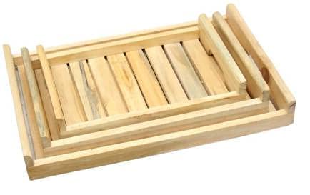 Pinewood Coffee Snacks Serving Tray Stripped Great for Food and Drink Yellow Wood (Set of 3) Tray (3 Tray) Tray (Pack of: 3)