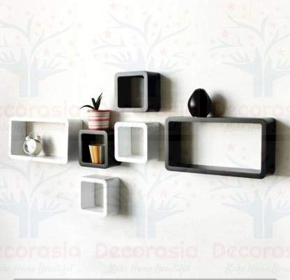 DECORASIA� Beautiful & Antique Cube & Rectangle Shape (Set of 6) Mounted Rack Shelves.