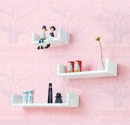 DECORASIA� Beautiful U Shape Wooden Wall Shelf for Multi Purpose Utility MDF Wall Shelf