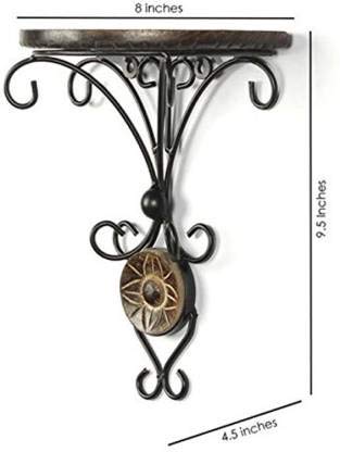 DECORASIA Wooden & Wrought Iron Wall Bracket/Rack Cast Iron, Wooden Iron Wall Shelves