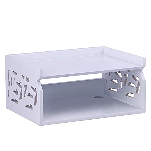 DECORASIA Wooden Beautiful WiFi Stand and Tv Set top Box Stand (White)