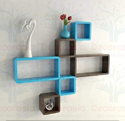 DECORASIA� Beautiful & Antique Cube & Rectangle Shape (Set of 6) Mounted Rack Shelves.