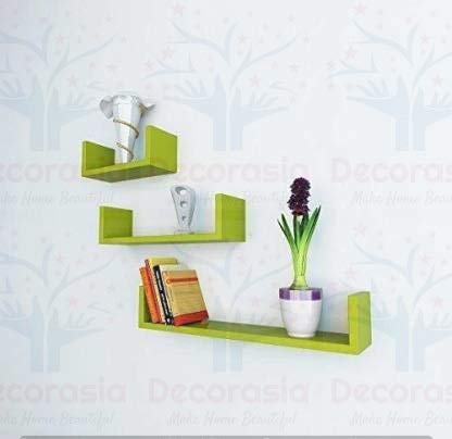 DECORASIA� Beautiful U Shape Wooden Wall Shelf for Multi Purpose Utility MDF Wall Shelf