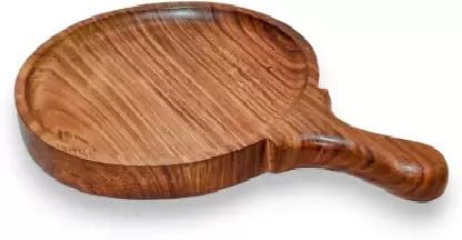 Decorasia 10-Inch Round Wooden Pizza Tray � Multipurpose Snacks Plate & Cutting Board | Brown Pizza Pan for Serving & Chopping Wood � Pack of 1