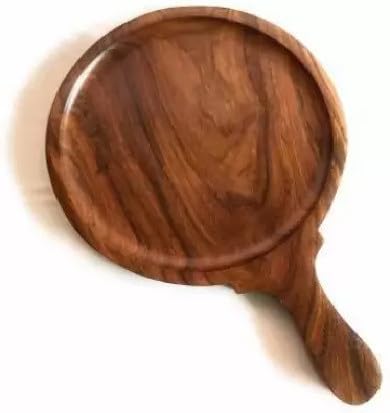 Decorasia 10-Inch Round Wooden Pizza Tray � Multipurpose Snacks Plate & Cutting Board | Brown Pizza Pan for Serving & Chopping Wood � Pack of 1
