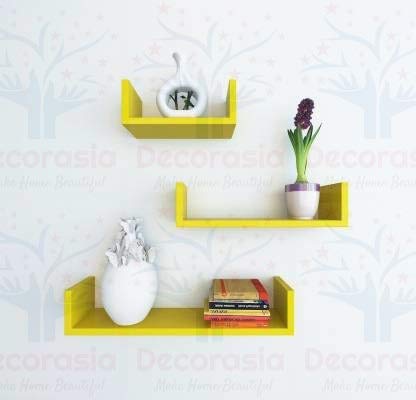 DECORASIA� Beautiful U Shape Wooden Wall Shelf for Multi Purpose Utility MDF Wall Shelf