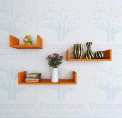 DECORASIA� Beautiful U Shape Wooden Wall Shelf for Multi Purpose Utility MDF Wall Shelf