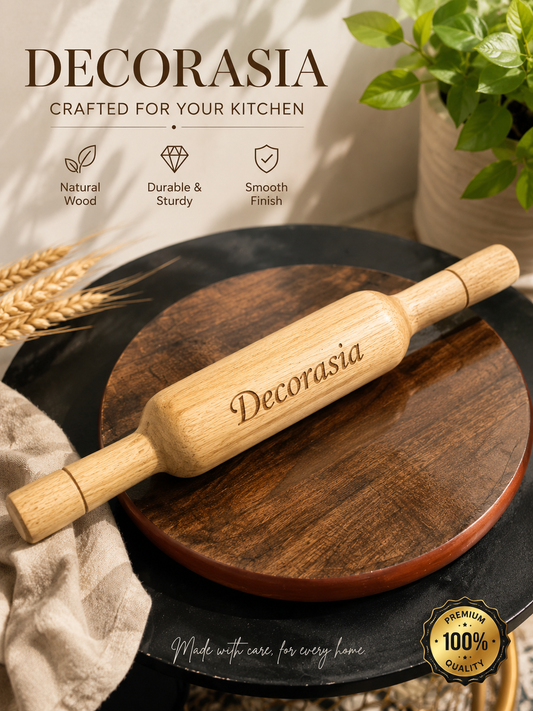 Decorasia Handmade Sheesham Wood Chakla Belan Set | Wooden Roti Maker Board & Rolling Pin