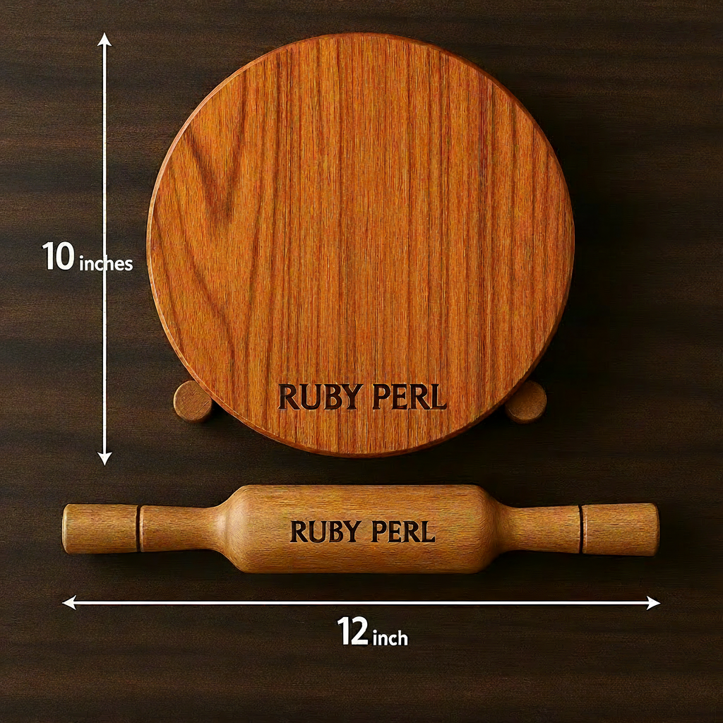 Wooden Rolling Board & Sheesham Belan Set (10 Inch Board + 12 Inch Pin)