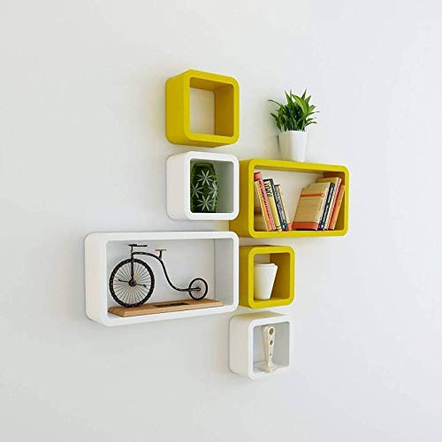 DECORASIA� Beautiful & Antique Cube & Rectangle Shape (Set of 6) Mounted Rack Shelves.