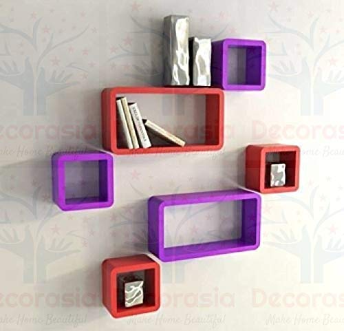 DECORASIA Beautiful & Antique Cube & Rectangle Shape (Set of 6) Mounted Rack Shelves.