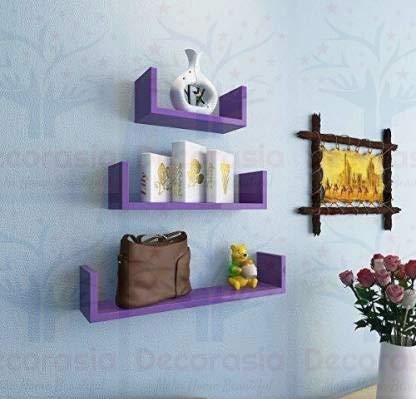 DECORASIA� Beautiful U Shape Wooden Wall Shelf for Multi Purpose Utility MDF Wall Shelf