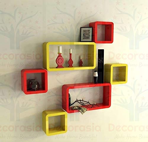 DECORASIA� Beautiful & Antique Cube & Rectangle Shape (Set of 6) Mounted Rack Shelves.