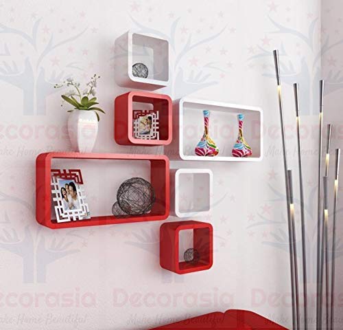 DECORASIA� Beautiful & Antique Cube & Rectangle Shape (Set of 6) Mounted Rack Shelves.