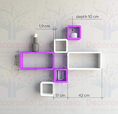 DECORASIA Beautiful & Antique Cube & Rectangle Shape (Set of 6) Mounted Rack Shelves.