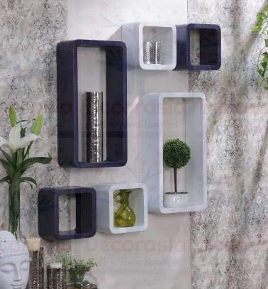 DECORASIA� Beautiful & Antique Cube & Rectangle Shape (Set of 6) Mounted Rack Shelves.