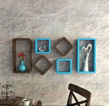 DECORASIA� Beautiful & Antique Cube & Rectangle Shape (Set of 6) Mounted Rack Shelves.