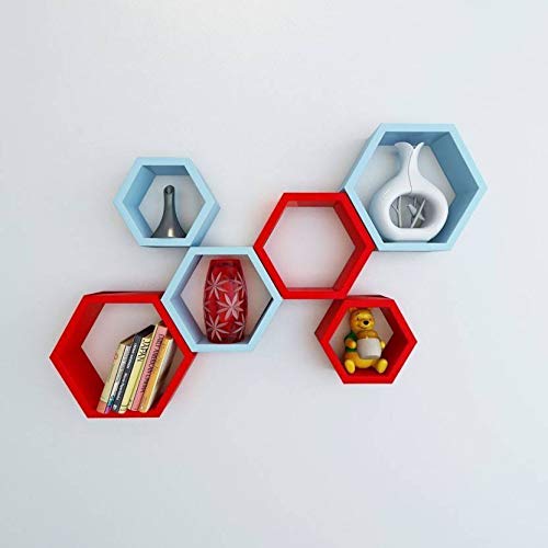 DECORASIA� Beautiful Wooden Hexagon Shape Designer Storage Shelves MDF (Set of 6) (Medium Density Fiber) Wall Shelf