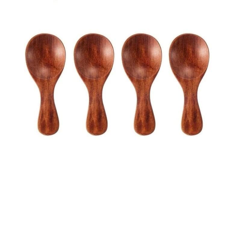 Small Wooden Salt Spoon - 12 Pack Mini Wood Spoon with Short Handle, Perfect for Small Jars of Jam, Spices, Condiments, Seasoning, Sugar, Honey, Coffee, Tea, Mustard, Ice Cream, Milk Powder