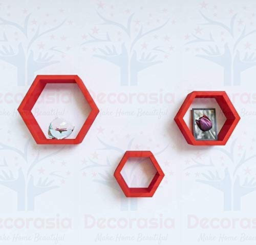 DECORASIA� Beautiful Wooden Hexagon Shape Designer Storage Shelves MDF (Set of 3) (Medium Density Fiber) Wall Shelf