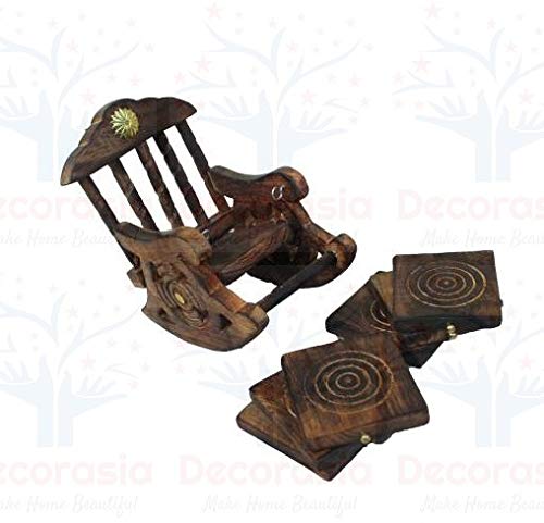 DECORASIA� Beautiful Chair Shape Wooden Coaster Set of 6