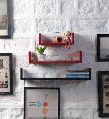 DECORASIA� Beautiful U Shape Wooden Wall Shelf for Multi Purpose Utility MDF Wall Shelf