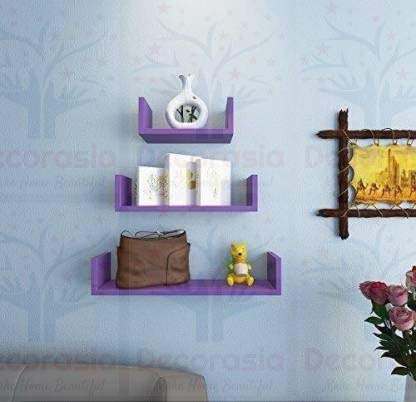 DECORASIA� Beautiful U Shape Wooden Wall Shelf for Multi Purpose Utility MDF Wall Shelf