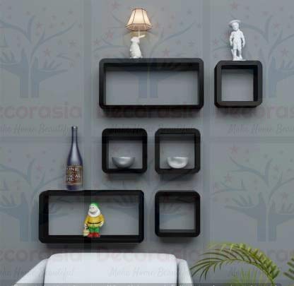 DECORASIA� Beautiful & Antique Cube & Rectangle Shape (Set of 6) Mounted Rack Shelves.
