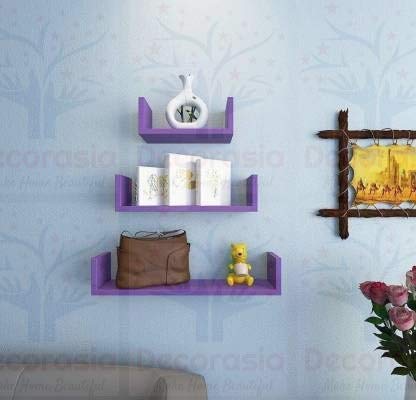DECORASIA� Beautiful U Shape Wooden Wall Shelf for Multi Purpose Utility MDF Wall Shelf