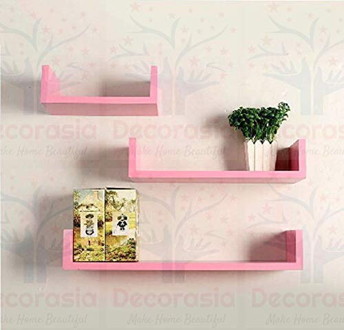 DECORASIA Beautiful U Shape Wooden Wall Shelf for Multi Purpose Utility MDF Wall Shelf