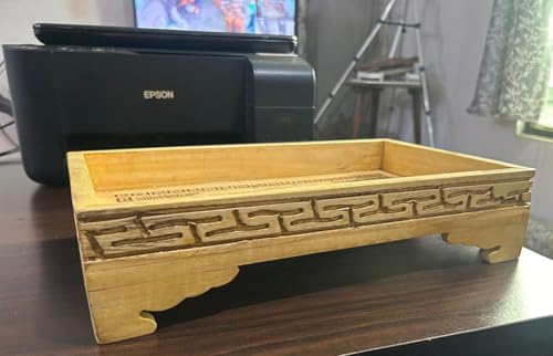 Decorasia Handmade Antique Look Wooden Serving Tray � Rectangular Yellow & Brown Tray for Snacks, Tea & Home D�cor | Rustic Wooden Tray � Pack of 1