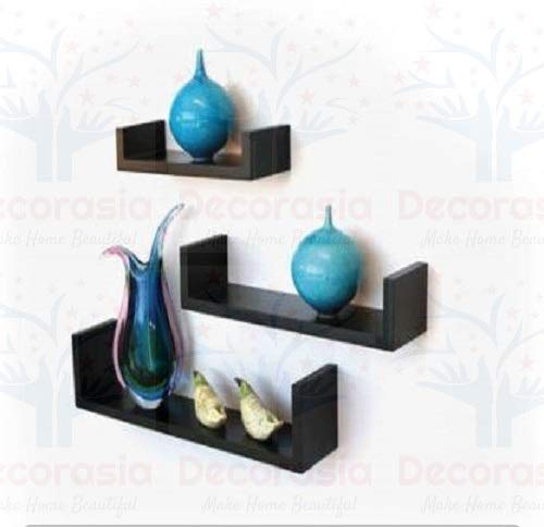 DECORASIA� Beautiful U Shape Wooden Wall Shelf for Multi Purpose Utility MDF Wall Shelf