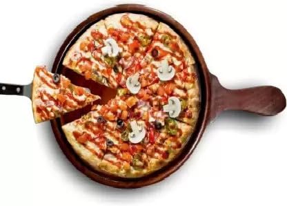 Decorasia 10-Inch Round Wooden Pizza Tray � Multipurpose Snacks Plate & Cutting Board | Brown Pizza Pan for Serving & Chopping Wood � Pack of 1