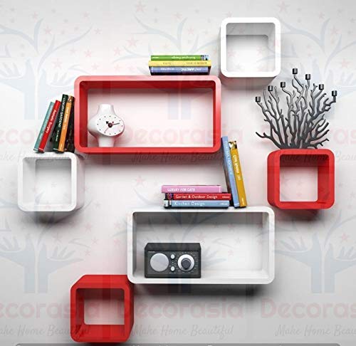 DECORASIA� Beautiful & Antique Cube & Rectangle Shape (Set of 6) Mounted Rack Shelves.