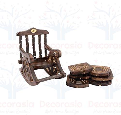 DECORASIA� Beautiful Chair Shape Wooden Coaster Set of 6