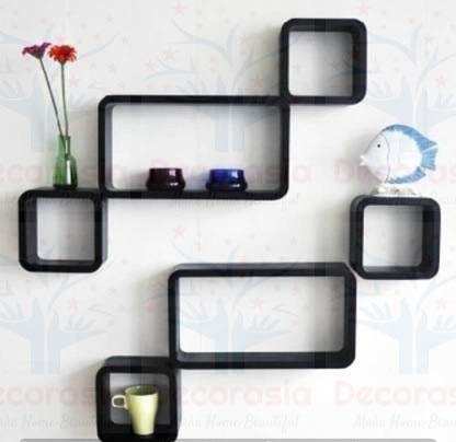 DECORASIA Beautiful & Antique Cube & Rectangle Shape (Set of 6) Mounted Rack Shelves.