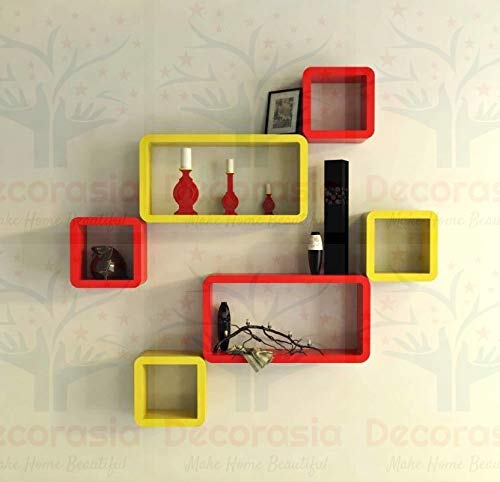 DECORASIA� Beautiful & Antique Cube & Rectangle Shape (Set of 6) Mounted Rack Shelves.