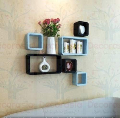 DECORASIA� Beautiful & Antique Cube & Rectangle Shape (Set of 6) Mounted Rack Shelves.