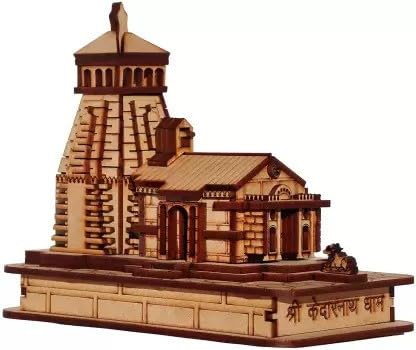 Decorasia Beautiful Small Kedarnath Temple Model for Home & Office | Miniature Wooden Mandir for Pooja & Spiritual D�cor