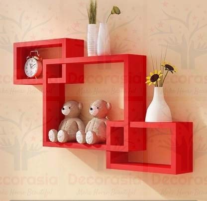 DECORASIA� Beautiful Interlocking Shape (Set of 3) Wooden Wall Shelf