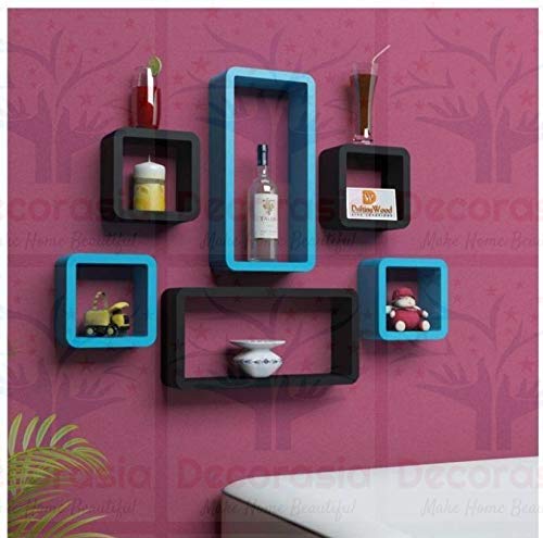 DECORASIA� Beautiful & Antique Cube & Rectangle Shape (Set of 6) Mounted Rack Shelves.