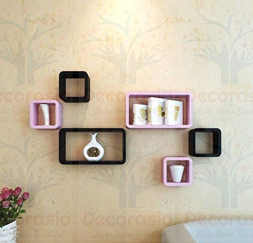 DECORASIA� Beautiful & Antique Cube & Rectangle Shape (Set of 6) Mounted Rack Shelves.