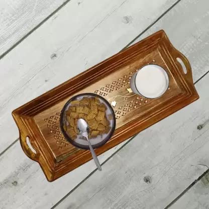 Sheesham Wood Handmade & Handcrafted Wooden Serving Tray- Set of 3