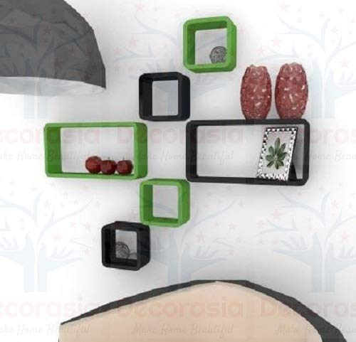 DECORASIA Beautiful & Antique Cube & Rectangle Shape (Set of 6) Mounted Rack Shelves.